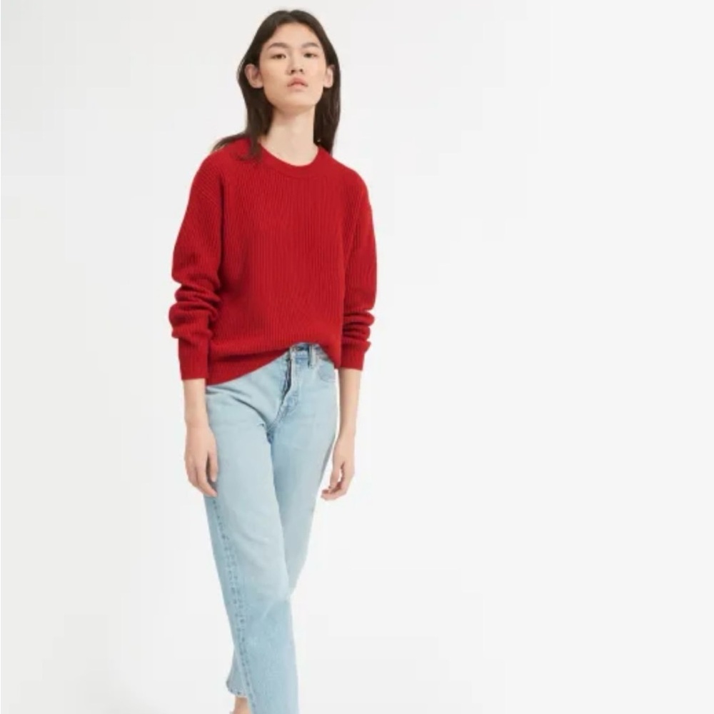 Everlane Cashmere rib Crew Neck Sweater in red. Size XS